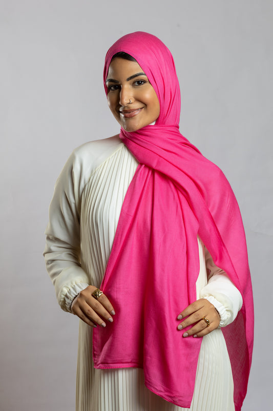 Fuchsia Linen Scarf