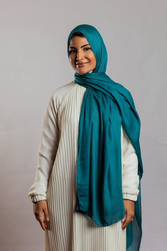 Teal Linen Scarf