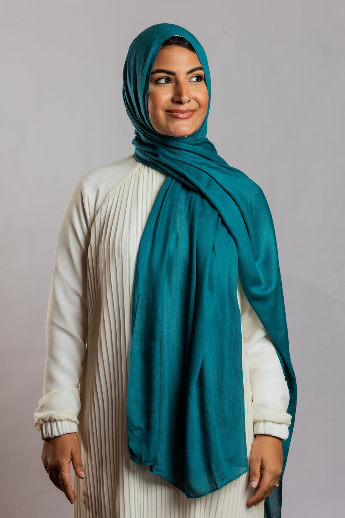 Teal Linen Scarf