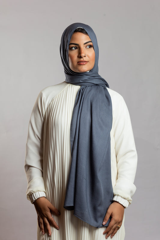 Bluish Grey Linen Scarf