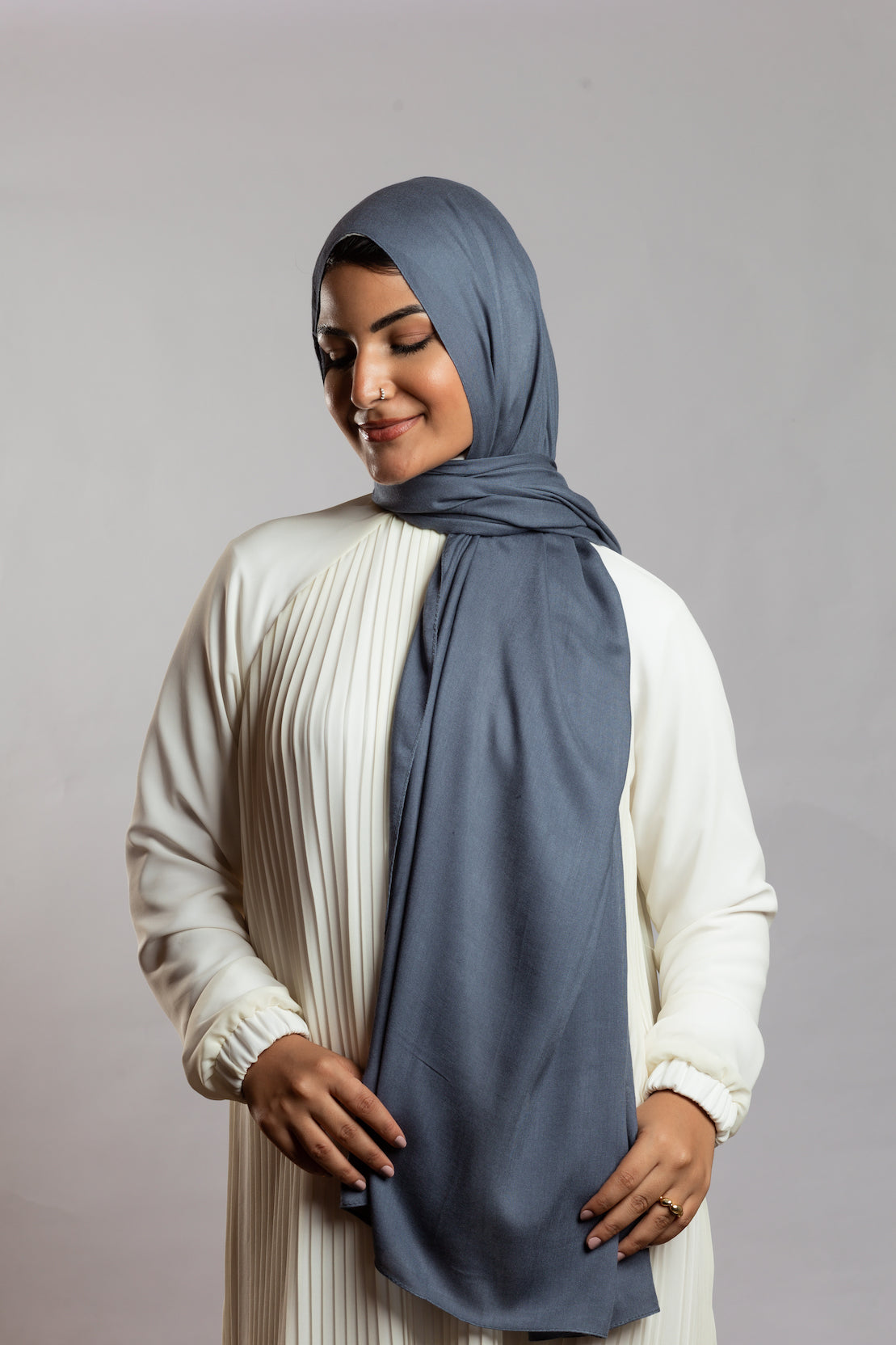 Bluish Grey Linen Scarf