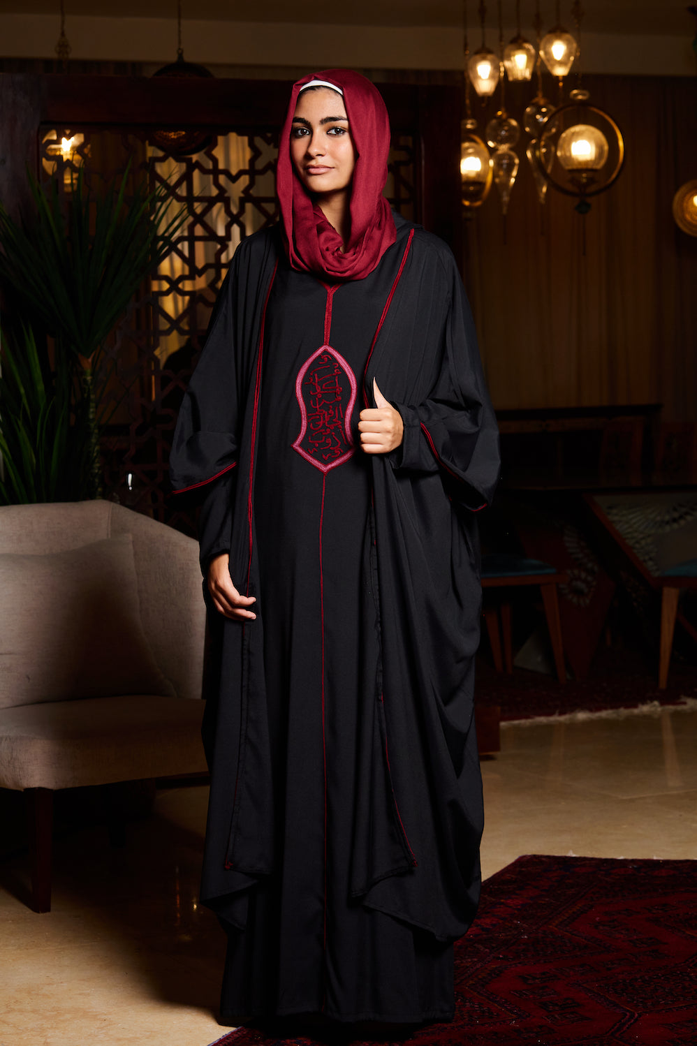 The Black Kaftan (Burgundy Details)