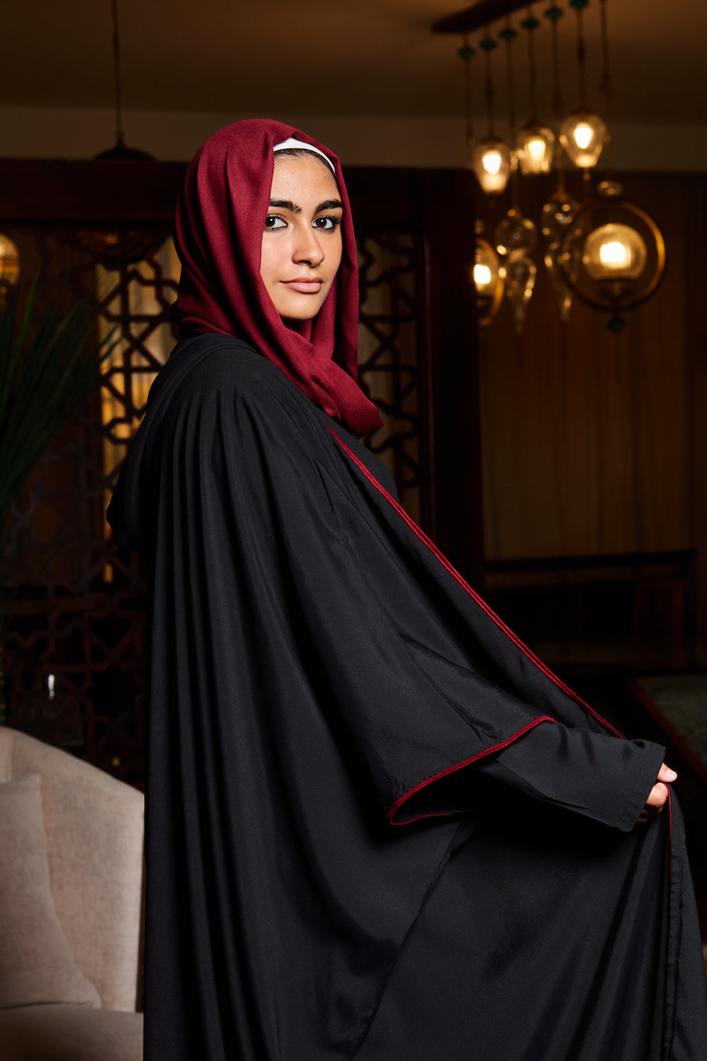 The Black Kaftan (Burgundy Details)