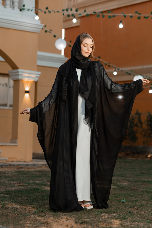 Black Chiffon & Satin Kaftan