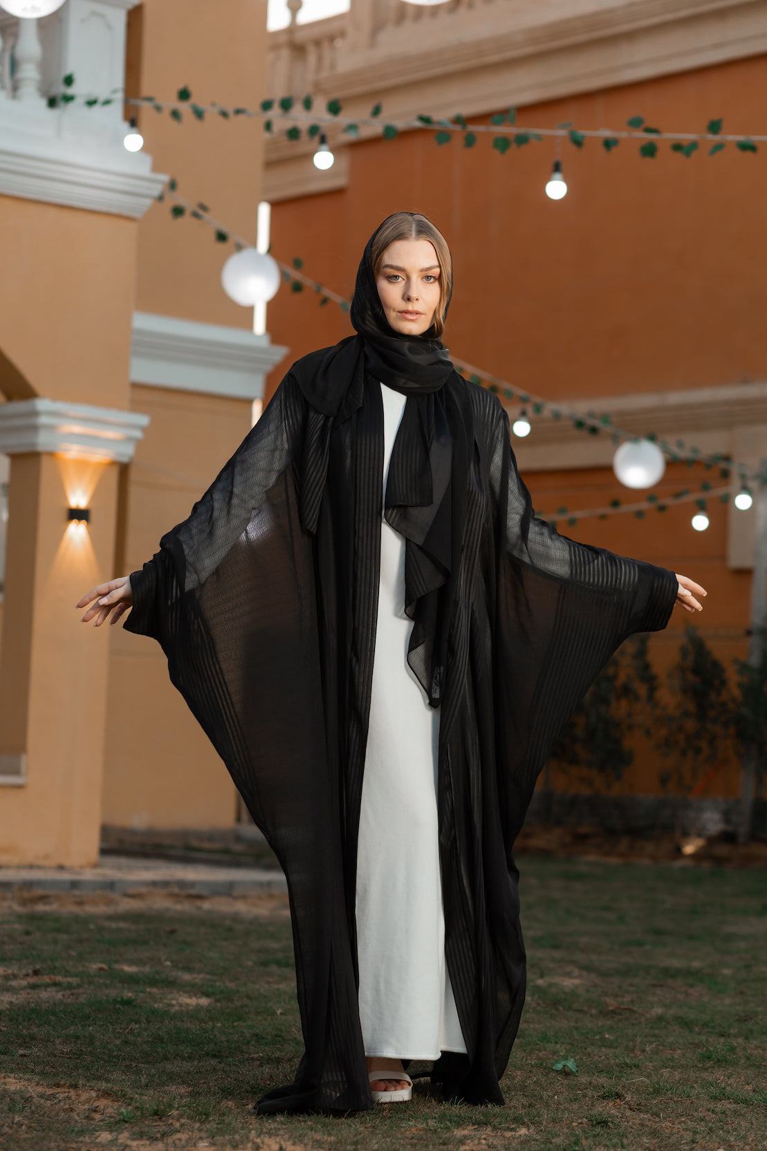 Black Chiffon & Satin Kaftan