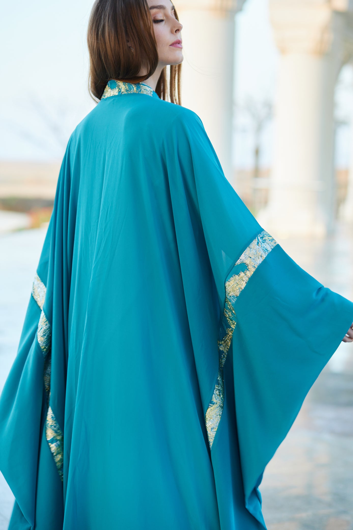 Turquoise Chiffon Kaftan