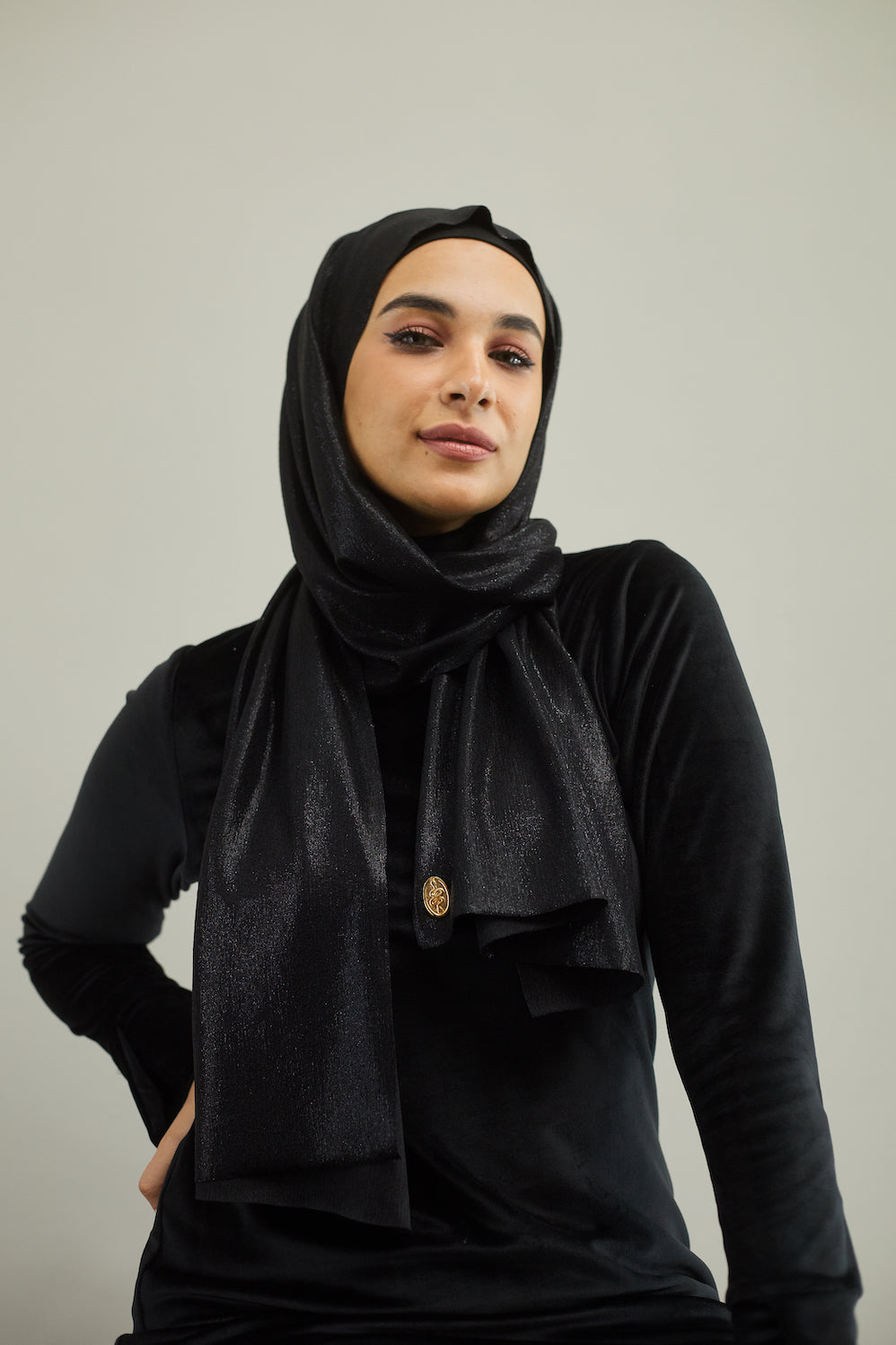 Metallic Black Jersey Scarf